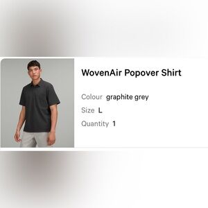 Lululemon Woven Air Popover Shirt Graphite Gray